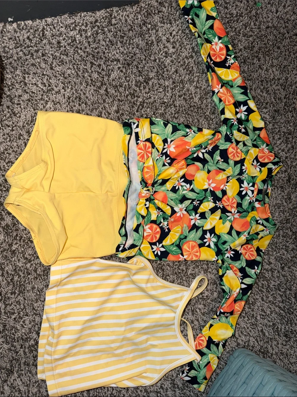 Old Navy Girls' Yellow & Green Citrus 3-Piece Swim Set